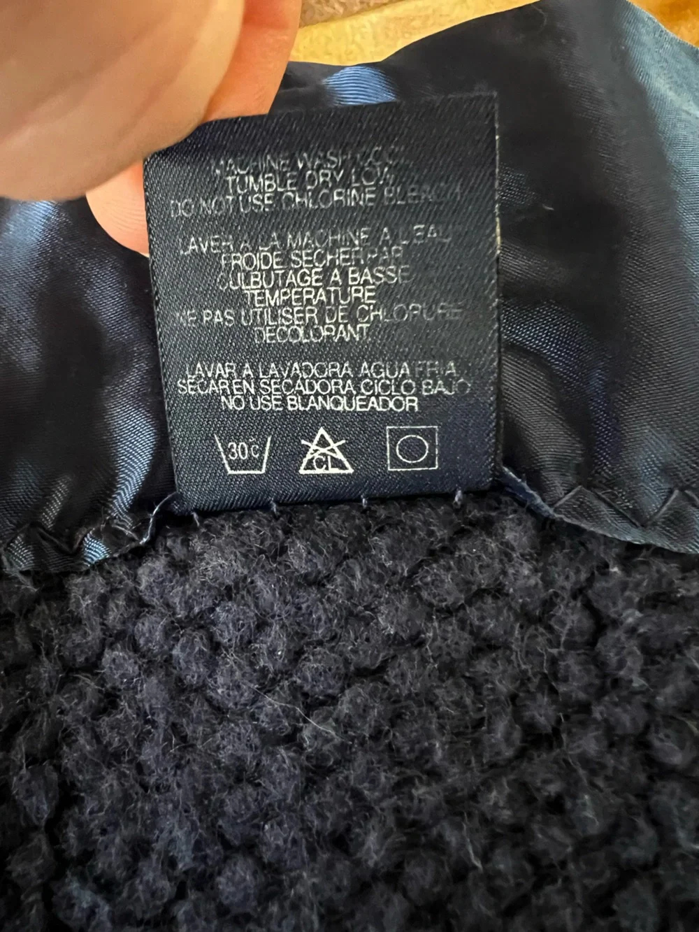 Vintage Ralph Lauren Acrylic Blanket Satin Trim Navy Blue King Size Made In USA